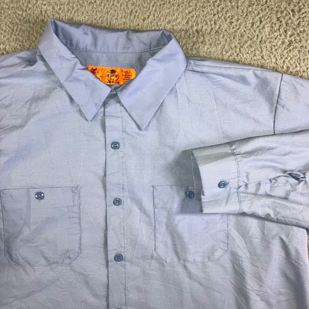 Red Kap Work Shirt Men 3XL Light Blue Long Sleeve Button Up Utility Grunge Gorp